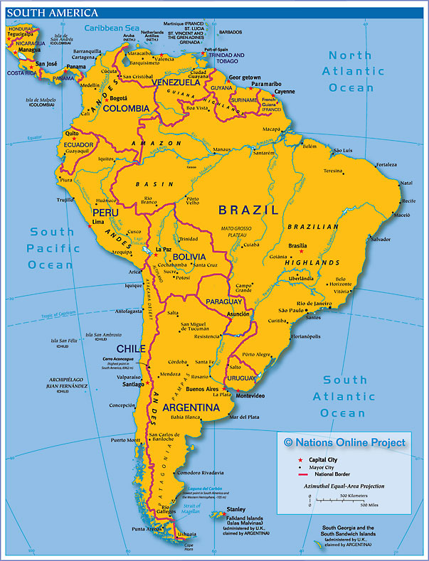 Obryadii00 Physical Map Of South America And Central America